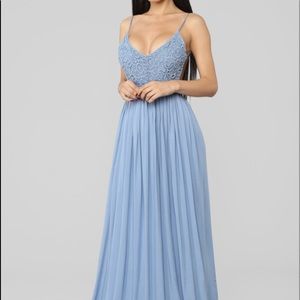 Blue backless boho style dress